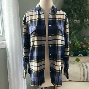 Madewell • Blue, Yellow, White Plaid Button Down Flannel Shirt